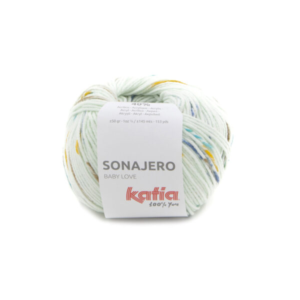 Hilo blanco con motas de color Sonajero