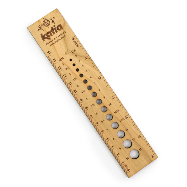 Regla de madera con medidor de agujas