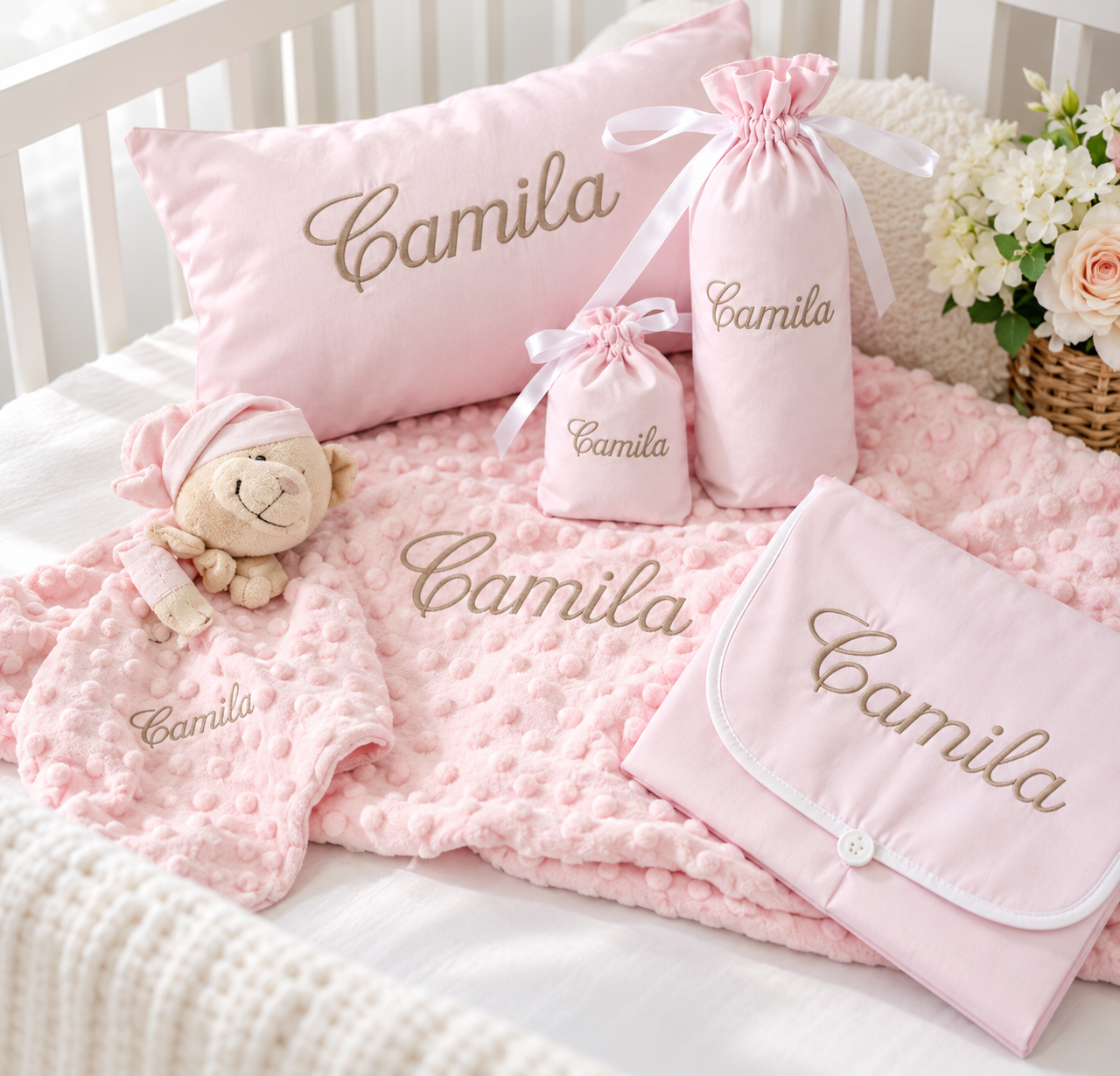 Canastilla rosa de bebé Camila
